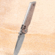 Real Steel Sacra Natural Folding Knife, 4.13in Closed, 3.13in Stonewash Bohler K110 SS Blade, Natural Canvas Micarta Handle, 7711N