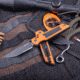 Real Steel Sacra TAC Folding Knife, 3in, Steel, Serrated, Tanto, G10 Handle, Orange, 7713OB