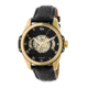 Reign Constantin Automatic Semi-Skeleton Leather-Band Watch, Black REIRN4505