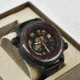 Reign Mens Thanos Watch,Red Dial,Black Bezel,Black Leather Strap REIRN2103