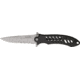 Remington Large FAST Fold Knife, 440 stainless partially serrated clip point black , Stainless handles with black rubber overcoat R18220