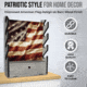 Rush Creek Creations 4 Gun Wall Rack w/Storage, Barn Wood/Americana Flag, 38-4047