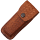 Sheath Folding Knife Sheath, Brown leather w/ embossed basketweave, 4.5-5.25in closed SH1132