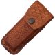 Sheath Folding Knife Sheath, Brown leather w/ embossed basketweave, 4.5-5.25in closed SH1132