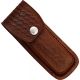 Sheath Leather Folding Knife Belt Sheath for 4.5in-5.25in Knife, Dark brown embossed basketweave SH1093