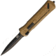 Smith &amp; Wesson Out The Front Assisted Opening Folding Knife, 5.25in Closed, 3.25in, Black Oxide Coated Aus-8 SS, Double Edge Blade, Aluminum, Tan Handle, 1092050