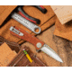 SOG Specialty Knives &amp; Tools Twitch II Folding Knife, 2.65in, AUS-8 Blade, Drop Point, Brown, Rosewood Handle, Silver, SOG-TWI17-CP