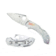 Spyderco Dragonfly SS Tattoo FE Blade Folding Knife, 2.32in, VG-10, Leaf Blade, Stainless Steel Handle, C28PT