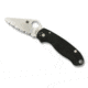 Spyderco Para 3 Folding Knife, Serrated Blade, Satin Finish, Black Handle, C223GS