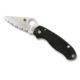 Spyderco Para 3 Folding Knife, G-10 Steel, Serrated Blade, Satin Finish, Black Handle, C223GS