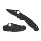 Spyderco Para 3 Lightweight Folding Knife, 2.93in, CTS BD1N, Serrated DLC Leaf Blade, Black FRN Handle, C223SBBK