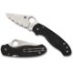 Spyderco Para 3 Lightweight Folding Knife, 2.93in, CTS BD1N, Serrated Leaf Blade, Black FRN Handle, C223SBK
