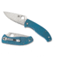Spyderco Tenacious Folding Knife, 3.35in, 8Cr13MoV, Leaf Blade, Titanium, Blue Handle, SPY-C122TIBLP