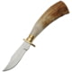 Steel Stag Mini Hunter Stag Knife, 5 1/2in Overall, 2 1/4in SS Clip Point Blade, Stag Bone Handles With Brass Guard, Brown Leather Sheath, SS7024