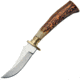 Steel Stag Mini Hunter Stag Knife, 5 1/2in Overall, 2 1/4in SS Skinner Blade, Stag Bone Handles With Brass Guard, Brown Leather Sheath, SS7025