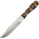 Steel Stag Mini Hunter Stag Knife, Mini Hunter, 7.5in Overall, 4.5in Satin SS Clip Point Blade, Bone And Wood Handle, Brown Leather Sheath, SS-7026