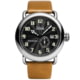 Szanto Automatic Officer Watches, Black Dial, Tan Strap, Steel, One Size, SZ 6302E