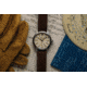 Szanto Heritage Aviator Watches, Ivory Dial, Brown Strap, Steel, One Size, SZ 2752