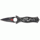 Tac Force Dragon Linerlock Fold Knife, black coated HC SS dagger style blade, Gray dragon cutout TF707GY