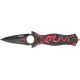 Tac Force Dragon Linerlock Fold Knife, black coated HC SS dagger style blade, Red dragon cutout TF707RD