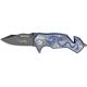 Tac Force Dragon Strike A/O Fold Knife, black coated HC steel blade, Electric blue anodized Alum. handle TF686GY