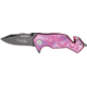 Tac Force Dragon Strike A/O Fold Knife, black coated HC steel blade, Pink anodized Alum. handle TF686PE