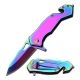 TAC Force Folding Blade, 2.7in, Stainless Steel Blade, Rainbow Ti-Coated Handle, TF-903RB