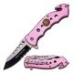 TAC Force Folding Blade, 3in, Stainless Steel Blade, Pink Aluminum Handle, TF-498PFD