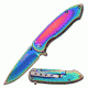 TAC Force Folding Blade, 3in, Stainless Steel Blade, Rainbow Titanium Coated Stainless Steel Handle TF-862RB