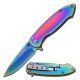 TAC Force Folding Blade, 3in, Stainless Steel Blade, Rainbow Titanium Coated Stainless Steel Handle, TF-862RB