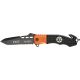 Tac Force Speed Rescue Fold Knife 5in, black SS PS A/O blade, Black Comp. handles w/ orange Alum. trim TF740EM