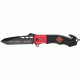 Tac Force Speed Rescue Fold Knife 5in, black SS PS A/O blade, Black Comp. handles w/ red Alum. trim TF740FD