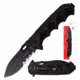 TAC Force TF-942BKCS Spring Assisted Knife, 3.75in, 3CR13 Stainless Steel, Spear Point, Half-Serrated, Black Blade, Rubber/Plastic Handle, Black, TF-942BKCS