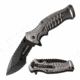 TAC Force TF-993GY Spring Assisted Knife, 3.5in, 3CR13 Stainless Steel, Recurved, Half-Serrated, Black Blade, Aluminum Handle, Gray, TF-993GY