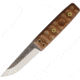 TOPS Knives Tanimboca Puukko Knife, 7.75in Overall, 3.5in Tumbled Finish 1095Hc Steel Blade, Tan Canvas Micarta Handle, Rocky Mountain Tread Handle, Brown Leather Sheath, TPUK-01-RMT