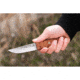 TOPS Knives Tanimboca Puukko Knife, 7.75in Overall, 3.5in Tumbled Finish 1095Hc Steel Blade, Tan Canvas Micarta Handle, Rocky Mountain Tread Handle, Brown Leather Sheath, TPUK-01-RMT