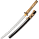 United Cutlery Shikoto Samurai Wakizashi Knife, 19.75 blade, Hardwood handle wrapped in tea-colored rayskin and, UC3436