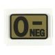 Voodoo Tactical Blood Type Rubber Patch, O-, Coyote, 07-0996007000