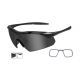 Wiley X Vapor Safety Sunglasses, 2 Lens Package, 1 Matte Black Frame w/Smoke Grey, Clear Lens, w/ RX Insert, 3501RX