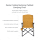 Woods Siesta Folding Reclining Padded Camping Chair, Dijon, CTI0765868