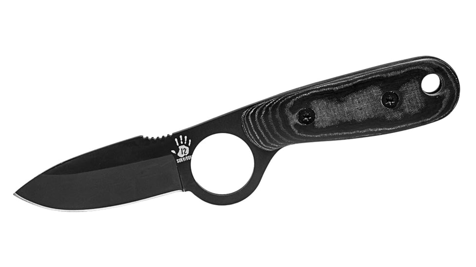 12 Survivors BKE 1 Series Knife w/Sheath - Blackened Finish TS71005B