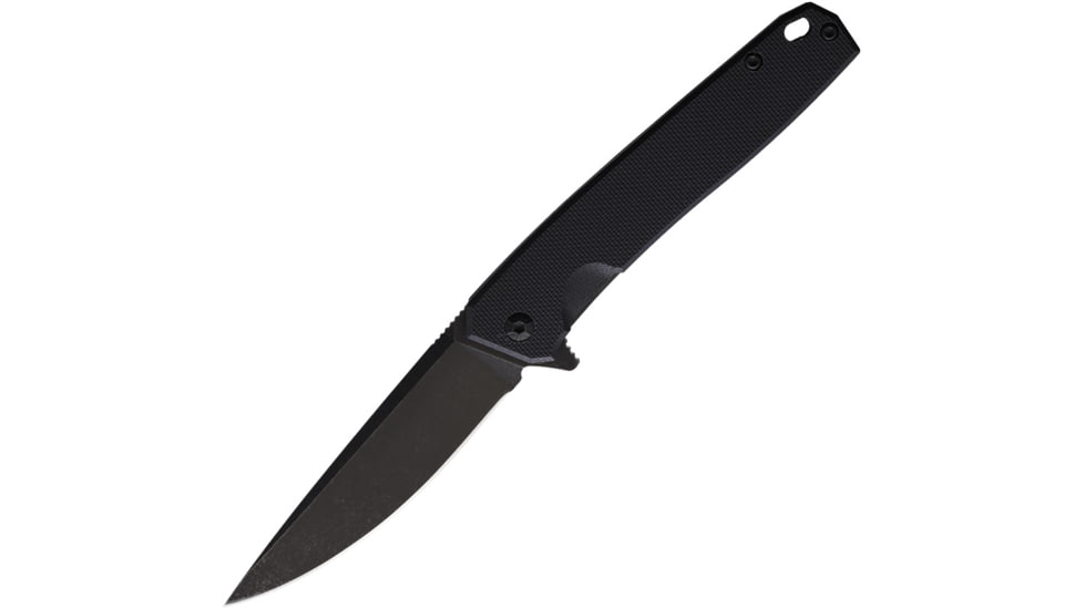 3V Gear Plain G10 Naked React Folding Knife, 3.75in Closed, 3in, 8Cr14MoV, Black Coated Blade, Black Plain G10 Handle, VVV-PB-BC-NAKED