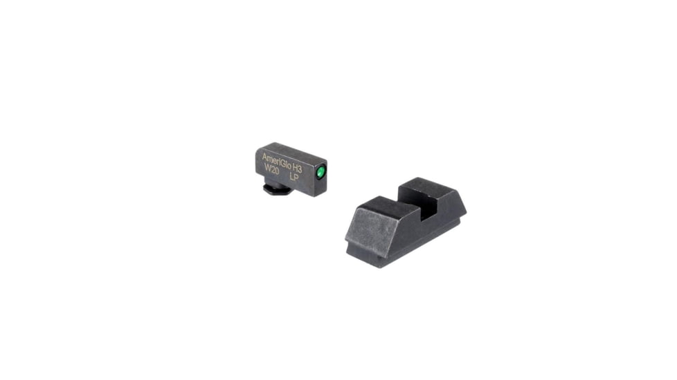 Ameriglo Optics Compatible Tritium Handgun Sight Set for Glock Flat Black .295 Rear 1L Tall Green with Black .220 Front 3030BDA5, GL-880