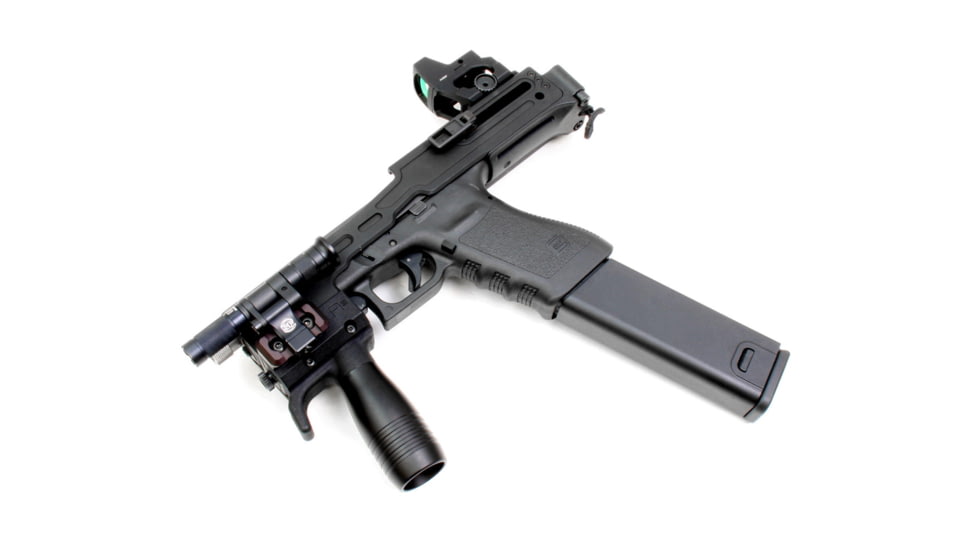 A3 Industries 10 B&amp;T USW Modular Vertical Foregrip, 100 Degrees, Picatinny, w/ Handstop, 2.75in HK Grooved Grip, Polymer Base, Black, VFG-174