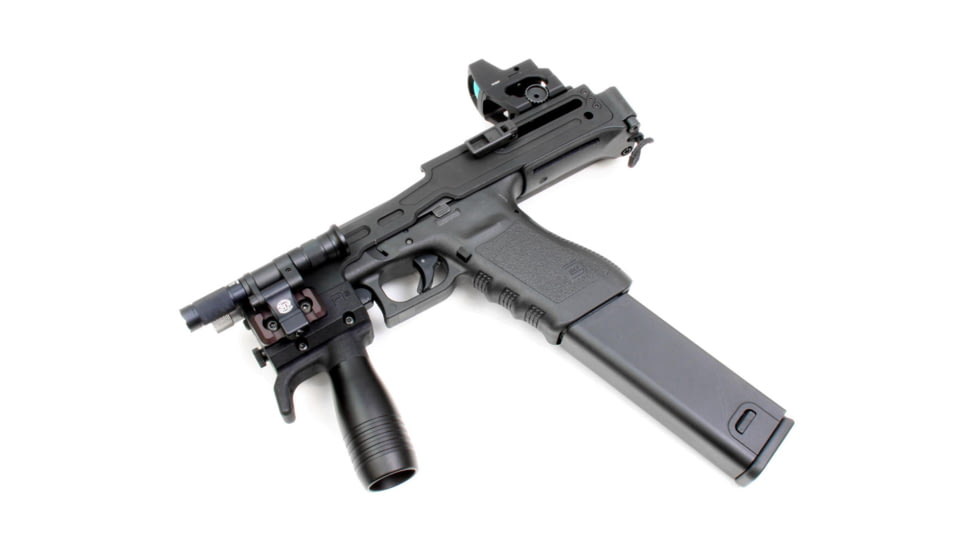 A3 Industries 10 B&amp;T USW Modular Vertical Foregrip, 100 Degrees, Picatinny, w/ Handstop, 2.75in HK Grooved Grip, Polymer Base, Black, VFG-174