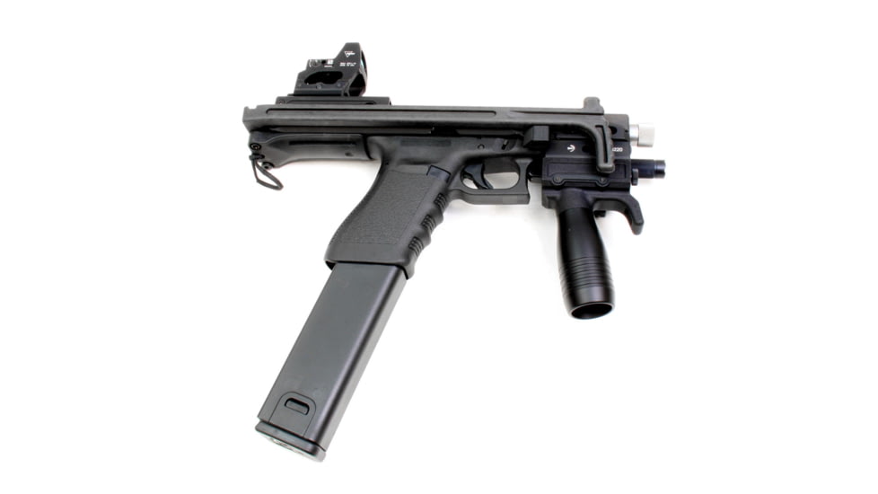 A3 Industries 10 B&amp;T USW Modular Vertical Foregrip, 100 Degrees, Picatinny, w/ Handstop, 2.75in HK Grooved Grip, Polymer Base, Black, VFG-174