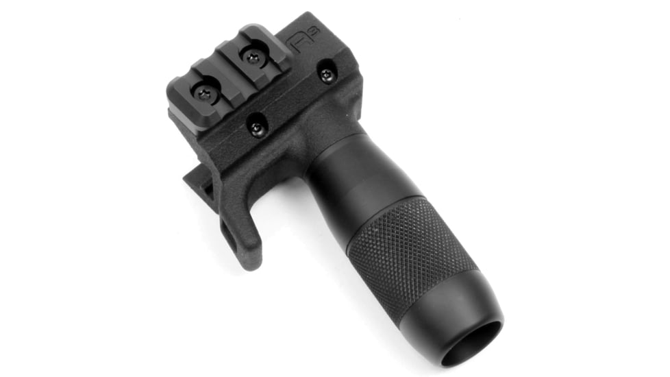 A3 Industries 10 B&amp;T USW Modular Vertical Foregrip, 100 Degrees, Picatinny, w/ Handstop, 2.75in HK Grooved Grip, Polymer Base, Black, VFG-174