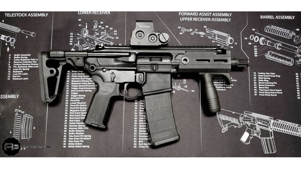 A3 Industries Compact Shorty Vertical Grip w/ Integrated Handstop, 100 Degree, 2.75In HK Grooved Aluminum Grip, Aluminum Base, Black, VFG-136