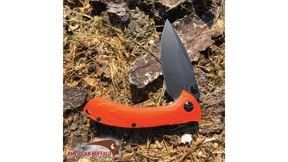 ABKT Tac Protector II Linerlock Orange, 4.5in Closed, 3.25in Black Stonewash D2 Tool Steel Blade, Orange G10 Handle, Thumb Stud, Pocket Clip, Orange, AB023H