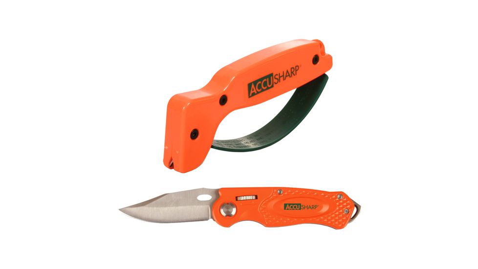 Accusharp Blaze Orange Sharpnr &amp; Orange Sport Knife Combo